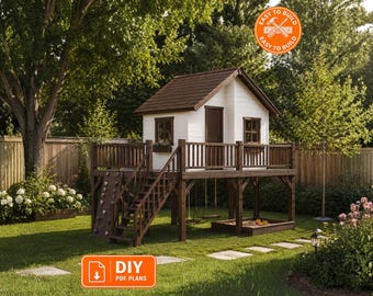 Playhouse Plans for Kids: DIY Wooden Garden House (Digital Download)