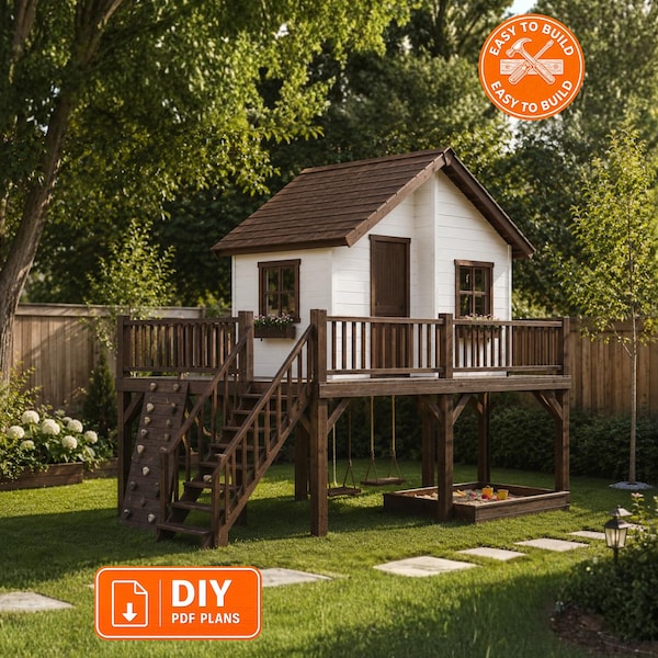 Playhouse Plans for Kids: DIY Wooden Garden House (Digital Download)