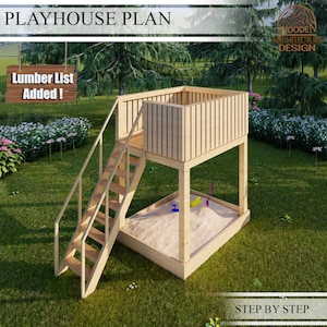 Playhouse Build Plans for Kids, Treehouse with sandbox, Do It Yourself with Digital downloads