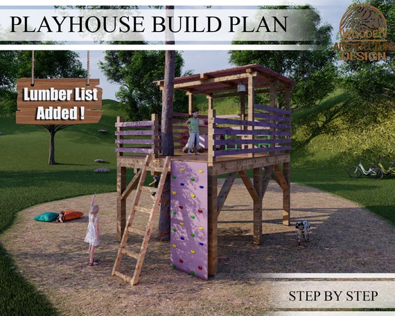 Playhouse Plans for Kids Wooden Garden house Plan Step by Step Do it Yourself with the  Digital Downloading Files
