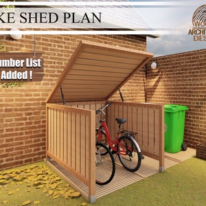 Bike Shed Plans for two bicycle, Architecture Wooden Storage plan for your bike, do it yourself with the  Digital downloading files
