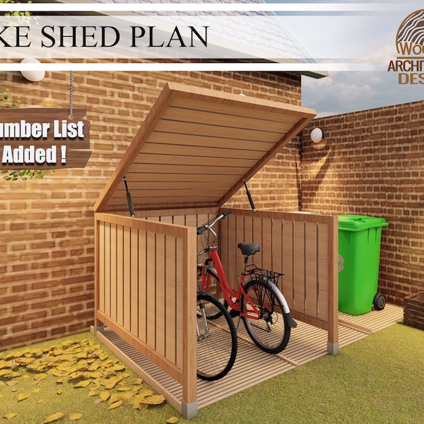 Bike Shed Plans for two bicycle, Architecture Wooden Storage plan for your bike, do it yourself with the  Digital downloading files