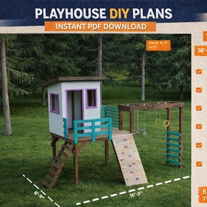 Plany budowy domków dla dzieci, drabinek i ścianki wspinaczkowej (do pobrania w wersji cyfrowej)