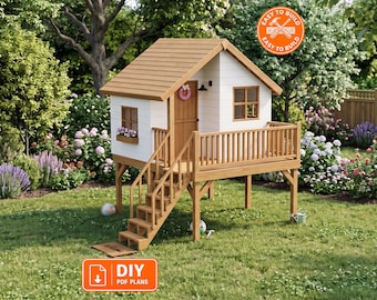 Planos de construcción de casas de juegos para niños / Casas del árbol para jardín (DIY) / Hazlo tú mismo con descargas digitales