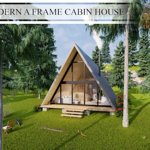 Modern A Frame Cabin House Plans, 1 Bedrroom 1 Bathroom house,1400 sq.ft (26'-2'' x 36'),  130 sq.mt (8m x 11m)