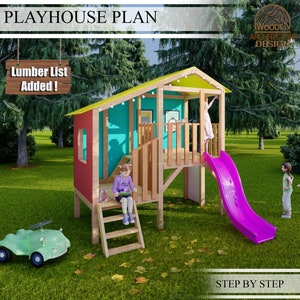 Playhouse Plans for Kids, Two Story Playhouse Plan Step by Step, Rainbow playhouse,  Do it Yourself with the  Digital Downloading Files