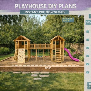 DIY Spielhaus aus Holz mit Brücke, Schaukel & Rutschbahn – Hinterhof Spielplatz PDF Download