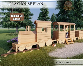 Train Playhouse Build Plans for Kids, Wooden Train  Playhouse Plan , Do It Yourself with Digital downloads