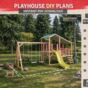 Spielhaus Baupläne für Kids: Mit Schaukel und Rutsche (Digitaler Download)