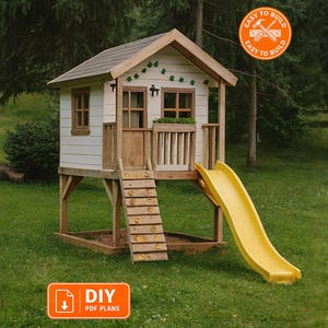 Playhouse Build Plans with Climbing Wall & Slide (Digital Download)