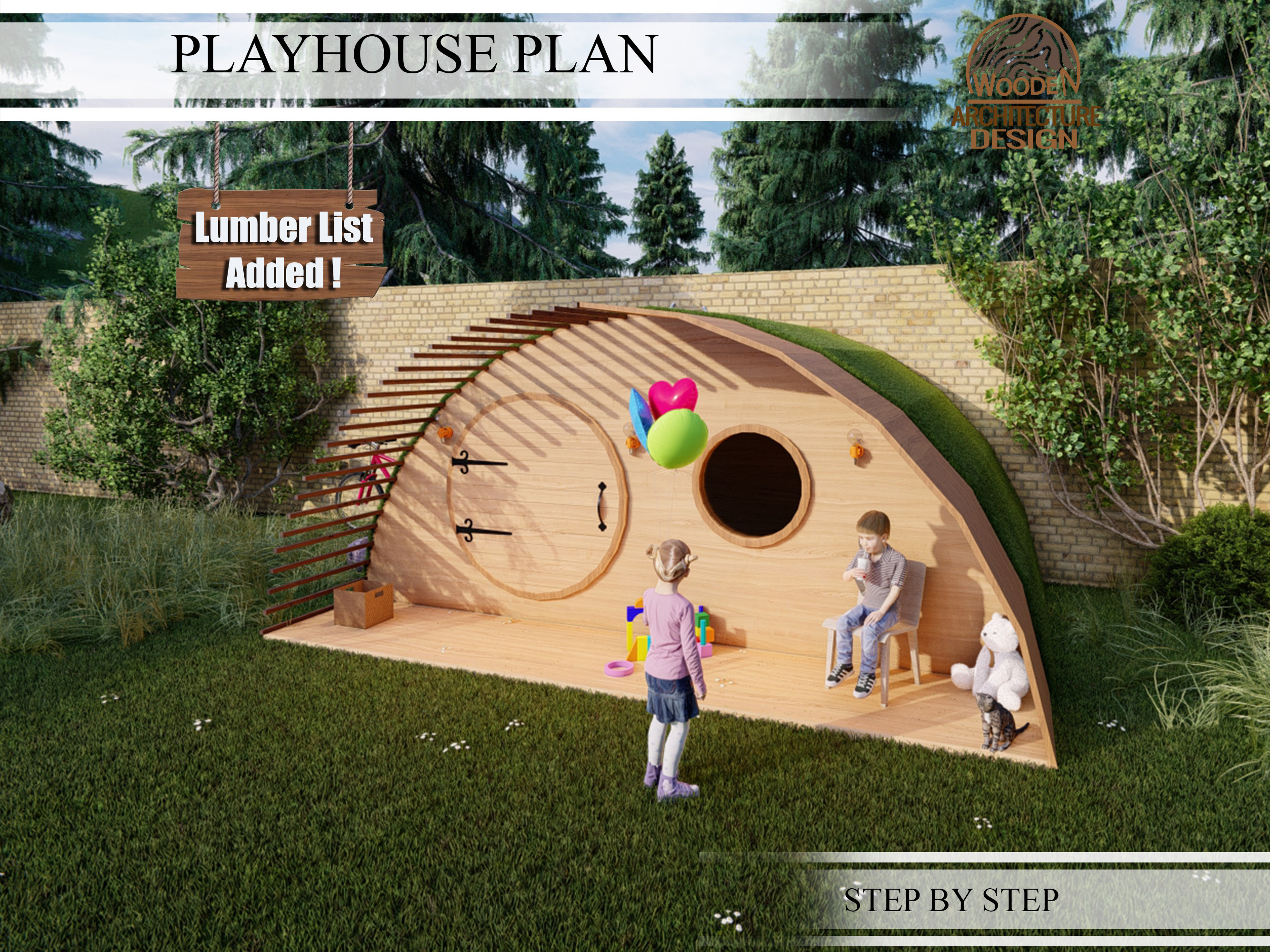 Playhouse Build Plans for Kids, Hobbit House Playhouse Plan, Do It
