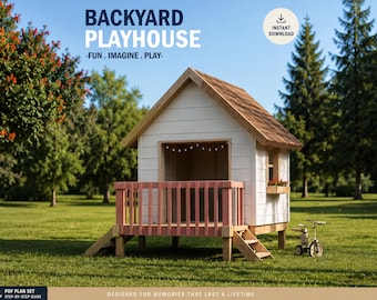 Playhouse Plans | Playground with two deck | Digital Download | Do It Yourself with Instant downloads - PDF
