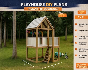 DIY Wooden Playhouse Plans | Backyard Kids Treehouse | Step-by-Step PDF Plans