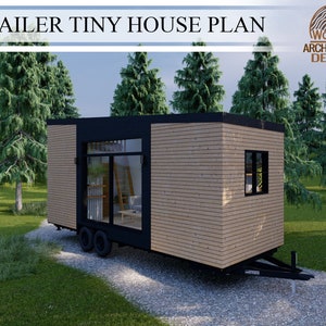 26&#39; Trailer Tiny House Plan, 1 Bedroom 1 Bathroom, 225 sq.ft (26&#39;x 8&#39;-4&#39;&#39;) House, 20.9 sq.mt (7.9m x 2.5m) House drawing