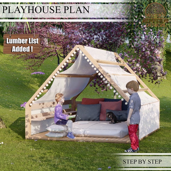 Pergola Playhouse Plan, Wooden Garden Bed Build Tutorial, Do It Yourself with the  Digital Downloading Files