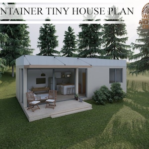 Container Tiny House Plan, 1 Bedroom 1 Bathroom tiny house plan, 472 sq.ft (36' x 13'-1''), 43.9 sq.mt (4m x 11m)