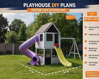 Playhouse Plan with Slide | Kids Backyard Playground | Step by Step