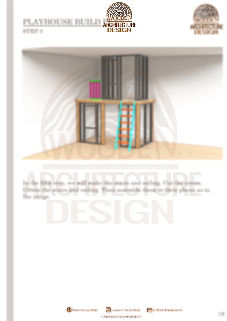 Indoor Wooden Playhouse Plan with Slide | Climbing Wall & Swing | DIY Loft Design for Kids | Step-by-Step PDF Building Instructions image 5
