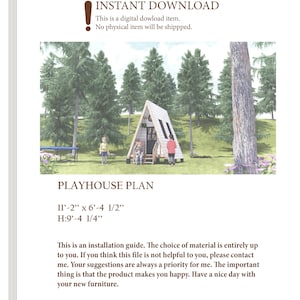 Playhouse Plans for Kids, A Frame Cabin Playhouse , Step by Step, Do it Yourself with the Digital Downloading Files image 7
