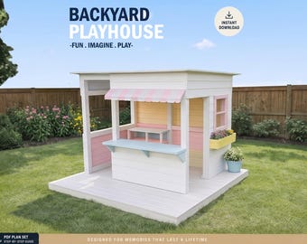 Montessori Playhouse Plans for Kids, Mini Kitchen Playhouse Plan Step by Step, Do it Yourself with the Digital Downloading Files