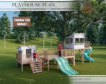 Playhouse Plans for Kids, Three Deck Playhouse With Shed, Step
