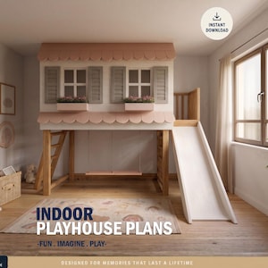 Bunk Bed Playhouse Plans | Twin size loft bed | Wooden Playground | Digital Download | Do It Yourself with Instant downloads - PDF