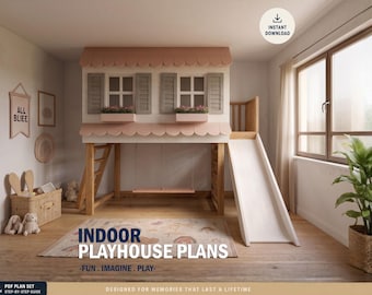 Bunk Bed Playhouse Plans | Twin size loft bed | Wooden Playground | Digital Download | Do It Yourself with Instant downloads - PDF