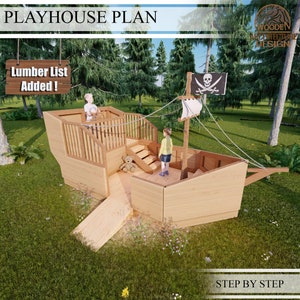 Pirate Ship Playhouse Build Plans for Kids, Boat Playhouse Plan , Do It Yourself with Digital downloads