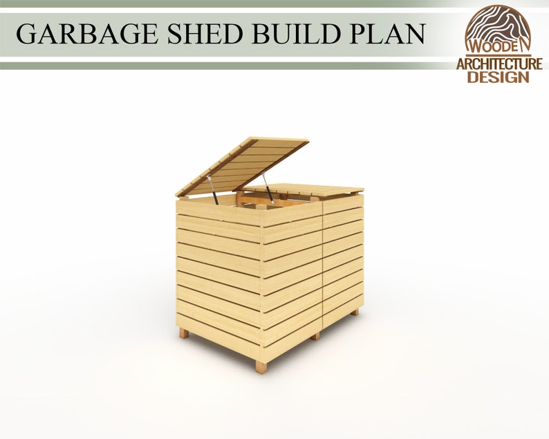 Garbage Shed Plans Architecture Wooden Storage Plan Do It Etsy