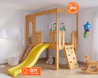 Indoor Playhouse Plans for Kids: DIY Wooden Playhouse with Reading Corner (Digital Download)
