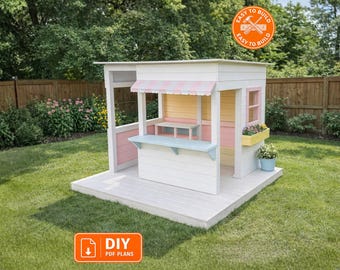 Planos de casa de juegos moderna (PDF) / Casa Montessori para el jardín / Guía de construcción paso a paso