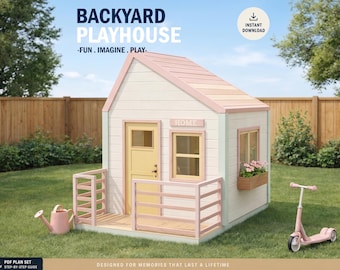 Montessori Playhouse Plans for Kids, Cottage house Plan Step by Step, Do it Yourself with the Digital Downloading Files