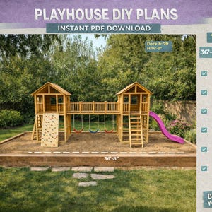 DIY Spielhaus aus Holz mit Brücke, Schaukel & Rutschbahn – Hinterhof Spielplatz PDF Download