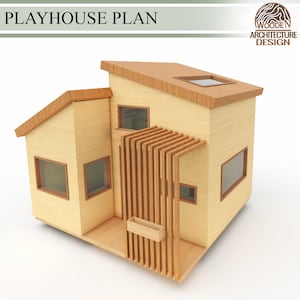 Vintage Playhouse Build Plans for Kids, Modern Cottage Playhouse Plan , Do It Yourself with Digital downloads image 2