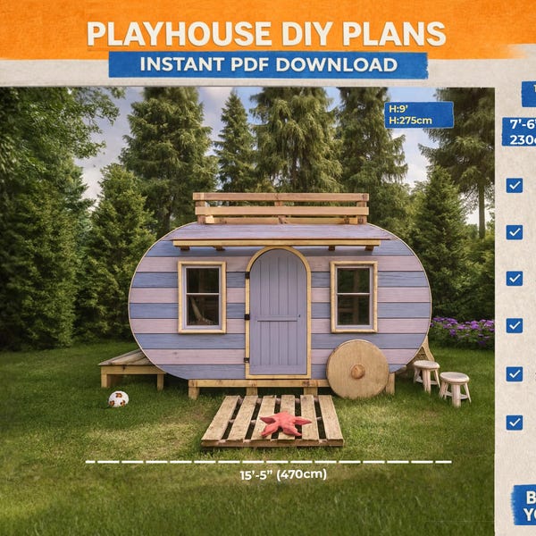 Camper Spielhaus Pläne | Spielplatzpläne | Digitaler Download | Do It Yourself mit Sofort-Downloads - PDF