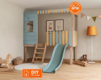 Indoor Playhouse Plans for Kids: DIY Wooden Playhouse with Reading Corner (Digital Download)