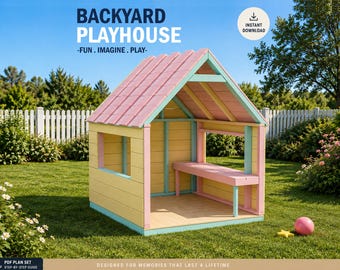 Montessori Playhouse Plans for Kids, Mini Kitchen Playhouse Plan Step by Step, Do it Yourself with the Digital Downloading Files