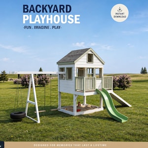 Playhouse Plans for Kids, Wooden Garden house Plan Step by Step, Do it Yourself with the Digital Downloading Files
