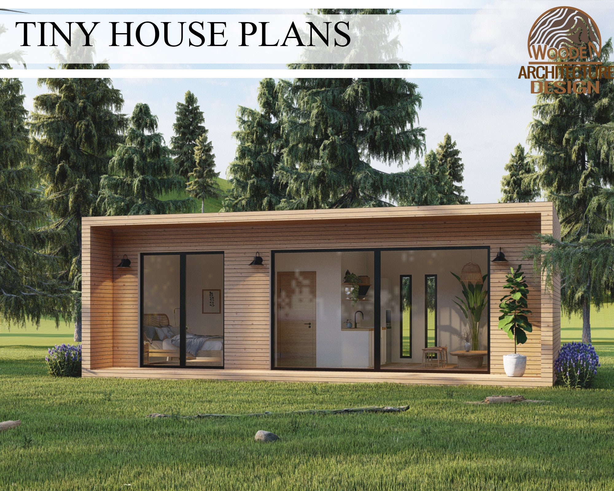 Tiny House Plan1 Bedroom 1 Bathroom Modern Backyard Cabin - Etsy Australia