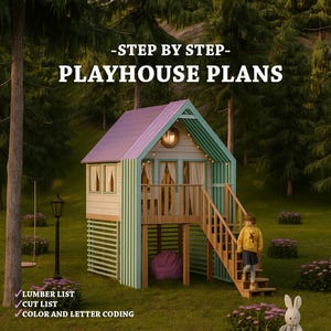 Spielhaus Baupläne für Kinder, Spielhaus mit Sonnenblende, Do It Yourself mit digitalen Downloads