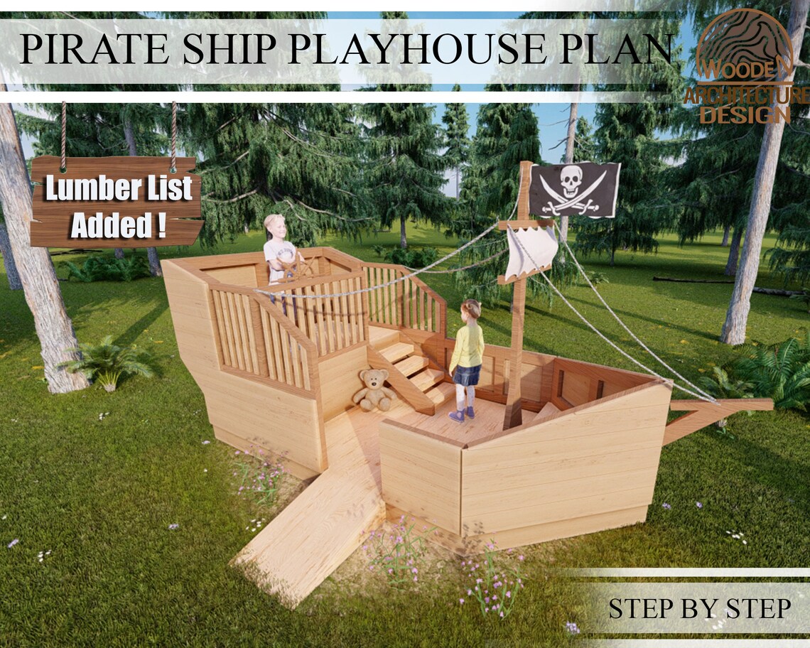 Pirate Ship Playhouse Build Plans for Kids Boat Playhouse Etsy