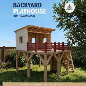 Playhouse Plans for Kids, Big Wooden Treehouse Plan, Do It Yourself with Digital downloads