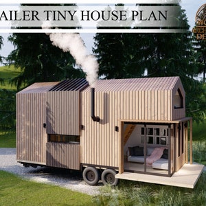 24' Trailer Tiny House Plan, 2 Bedroom 1 Bathroom, 262.6 sq.ft (24'x 8'-4'') House, 24.4 sq.mt (7.3m x 2.5m) House drawing