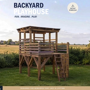 Playhouse Plans for Kids, Big Wooden Treehouse Plan, Do It Yourself with Digital downloads