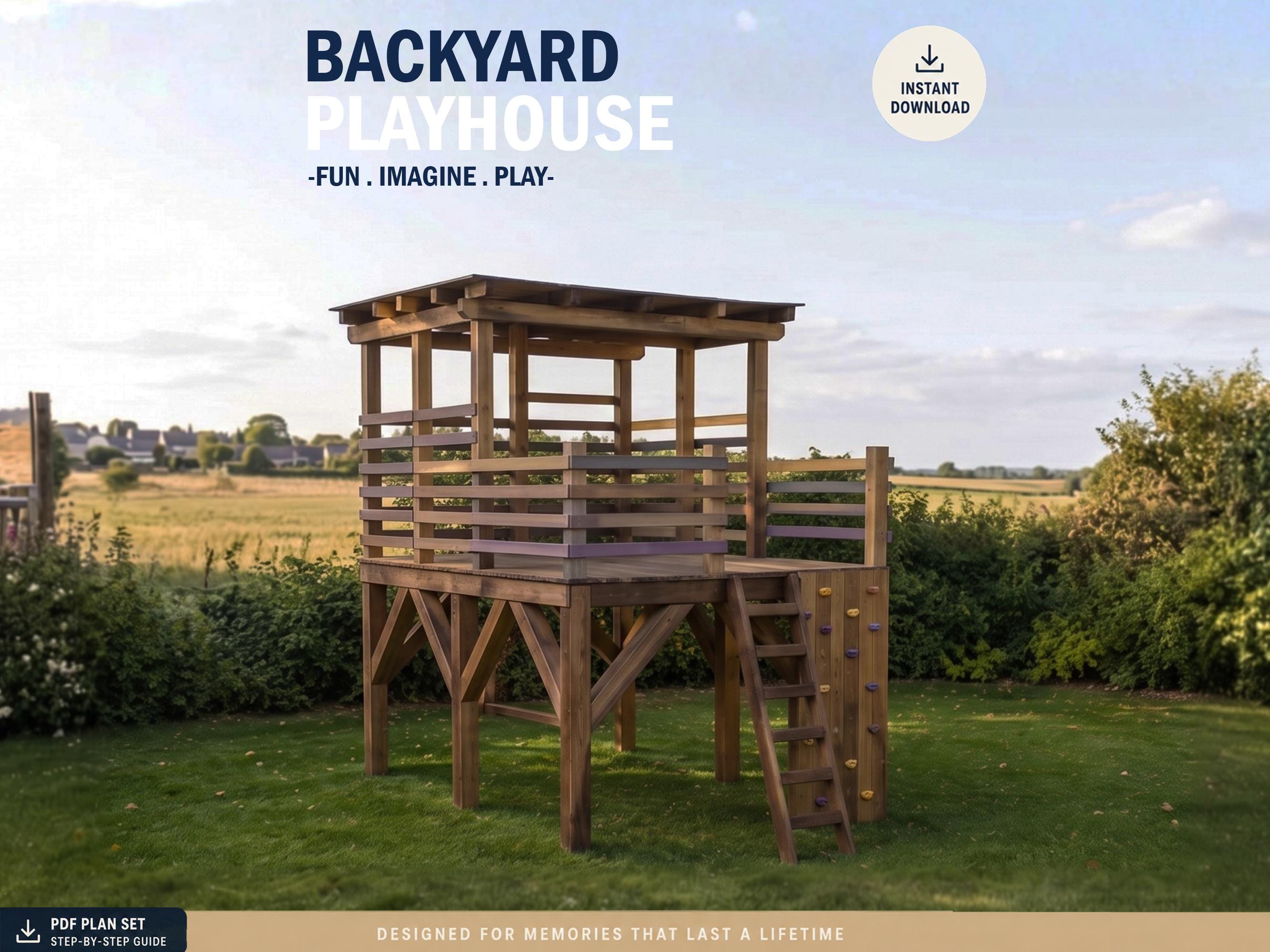 Playhouse Plans for Kids, Big Wooden Treehouse Plan, Do It Yourself with Digital downloads
