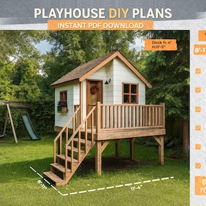 Playhouse Build Plans for Kids | garden treehouse diy | Do It Yourself with Digital downloads
