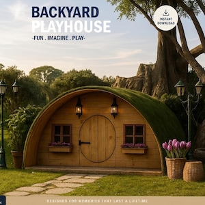 Plans de cabane pour enfants, plan de cabane de hobbit étape par étape, à faire soi-même avec les fichiers numériques à télécharger