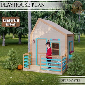 Playhouse Plans for Kids,  Wooden Garden house Plan Step by Step, Do it Yourself with the  Digital Downloading Files