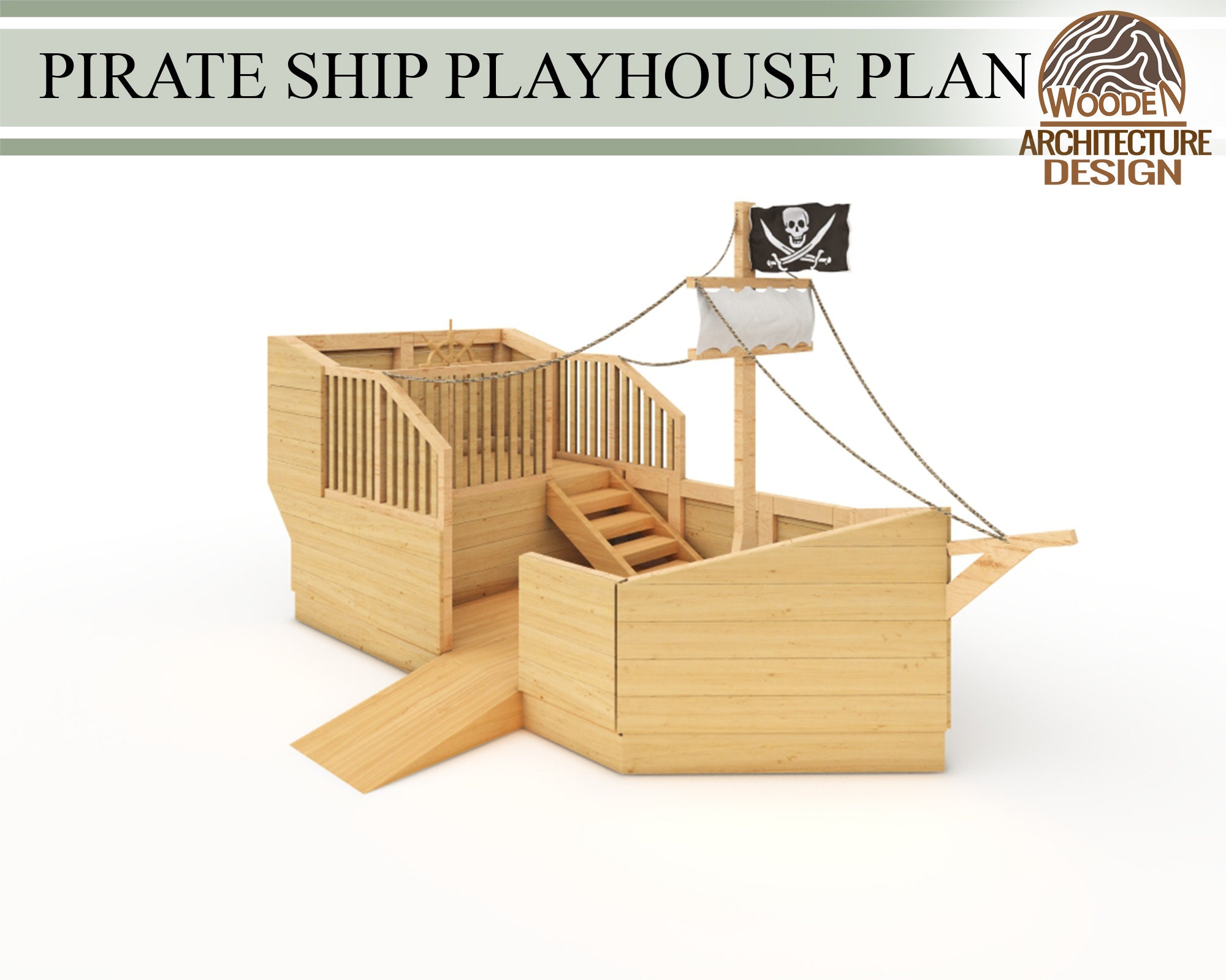 Large Pirate Ship Plan, 11x19ft DIY Project