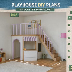 DIY屋内木製プレイハウス設計図：ロフトデザイン（PDF説明書）